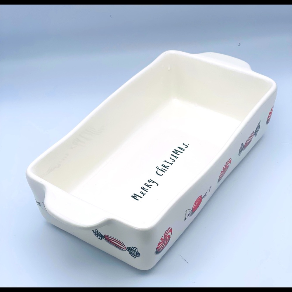 Rae Dunn Artisan Magenta Merry Christmas Baking Dish Loaf Pan Christmas Holiday.